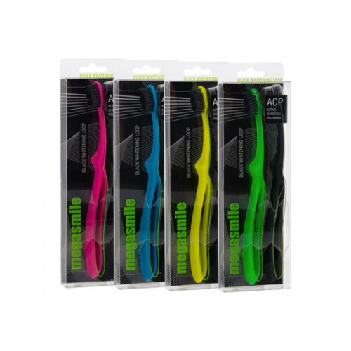 MEGASMILE Зубная щетка «Black Whitening LOOP» 2 шт MEGASMILE Зубная щетка «Black Whitening LOOP» 2 шт