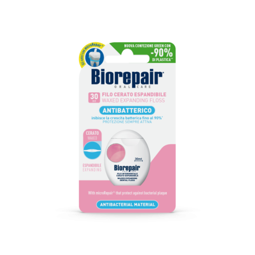 Biorepair Розширююча зубна нитка-флос «Захист ясен» з гідроксиапатитом і гіалуроновою кислотою, 30 м